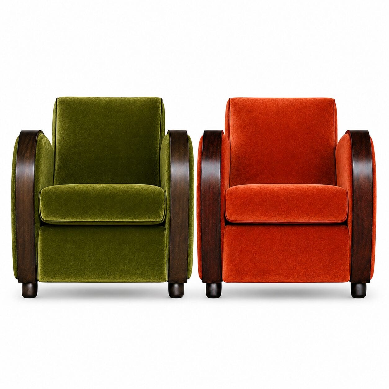 aanbieding groene en bruine art deco rooker fauteuil. DSCO.NL