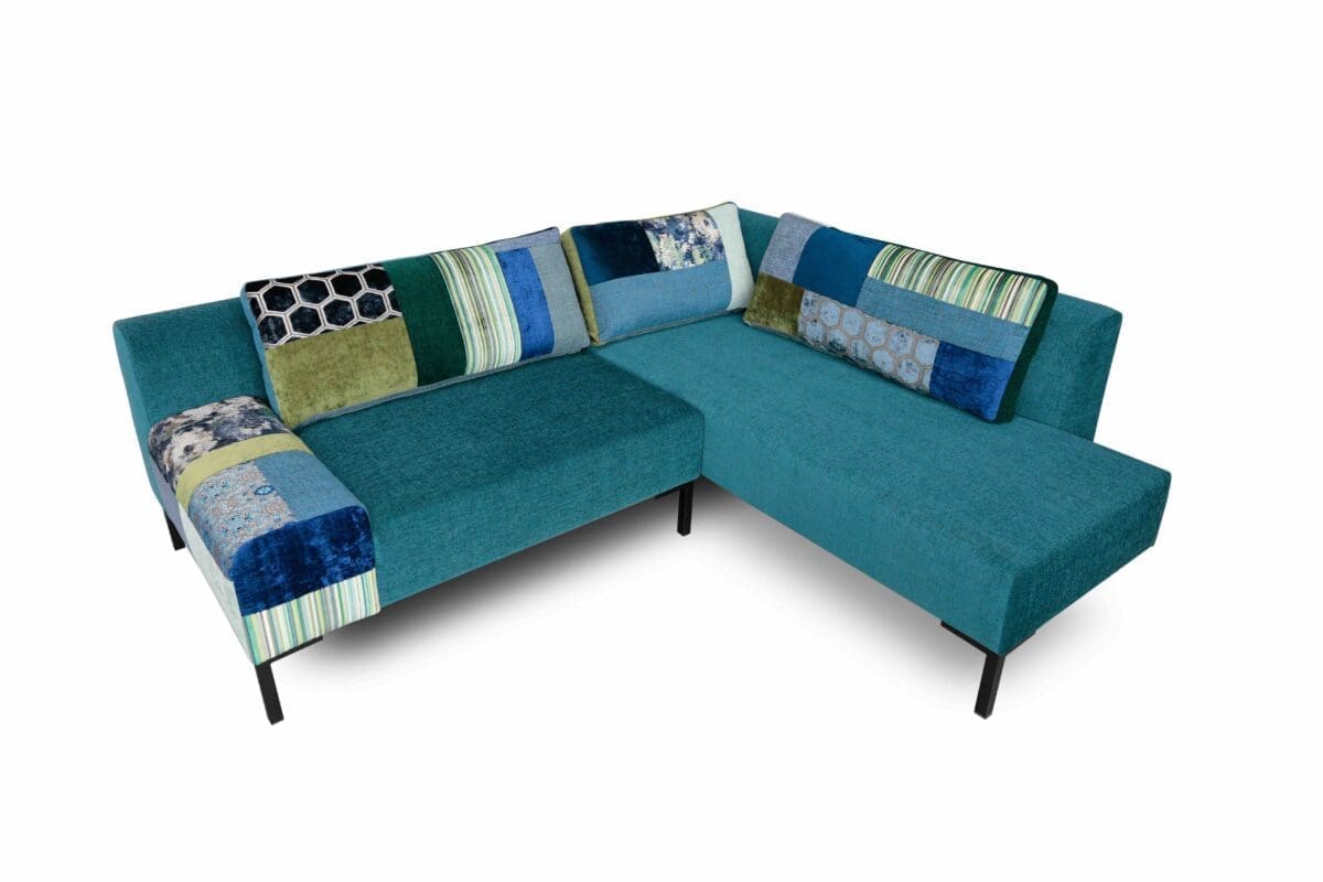 Patchwork bankstel blauw