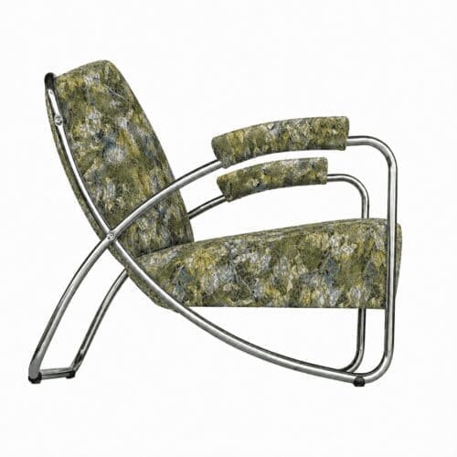 chroombuis vintage retro stoel met stof bardiglio zinc van designers guild DSCO.nl