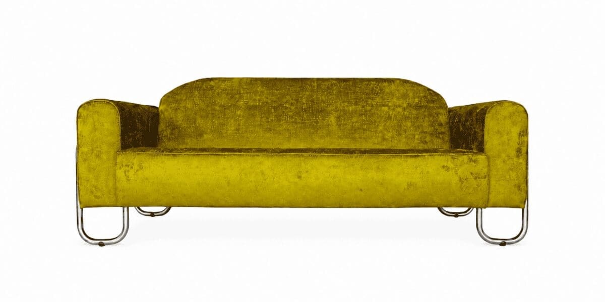dyker 30 coniston lime Groene Dyker 30 3-zitsbank in Coniston Lime velours met verchroomd buisframe. DSCO.NL