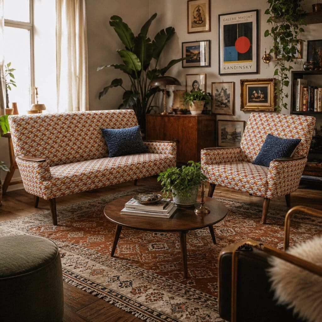 dyker 65 eclectisch interieur vintage bank en fauteuil in een eclectisch interieur. DSCO.NL