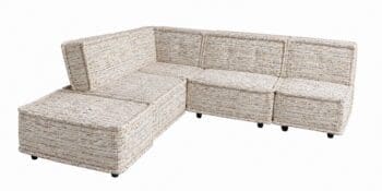 modulaire bank met lichte geweven meubelstof met zachte lusstructuur en subtiele kleuraccenten.